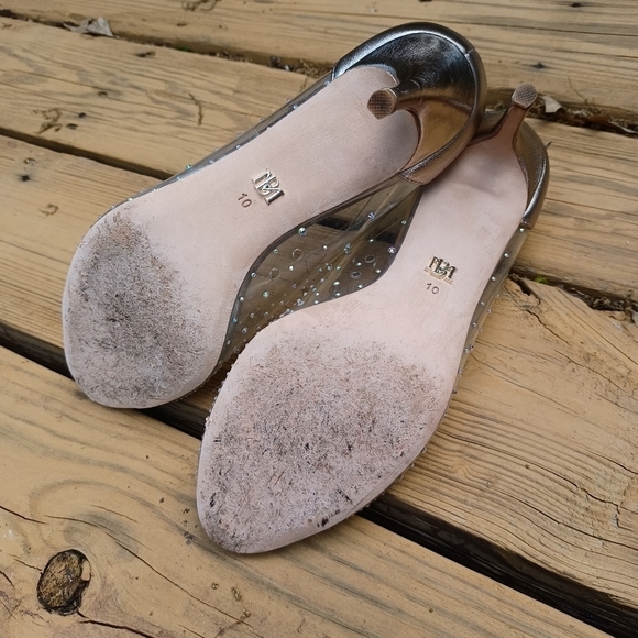 BADGLEY Mischka Crystal Embellished Heels Sz 10 - Picture 9 of 9